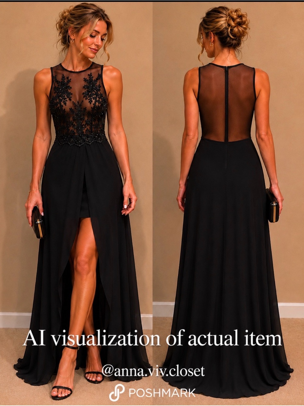 PROM QUEEN DRESS 👑Iris Black Lace Gown with undershorts